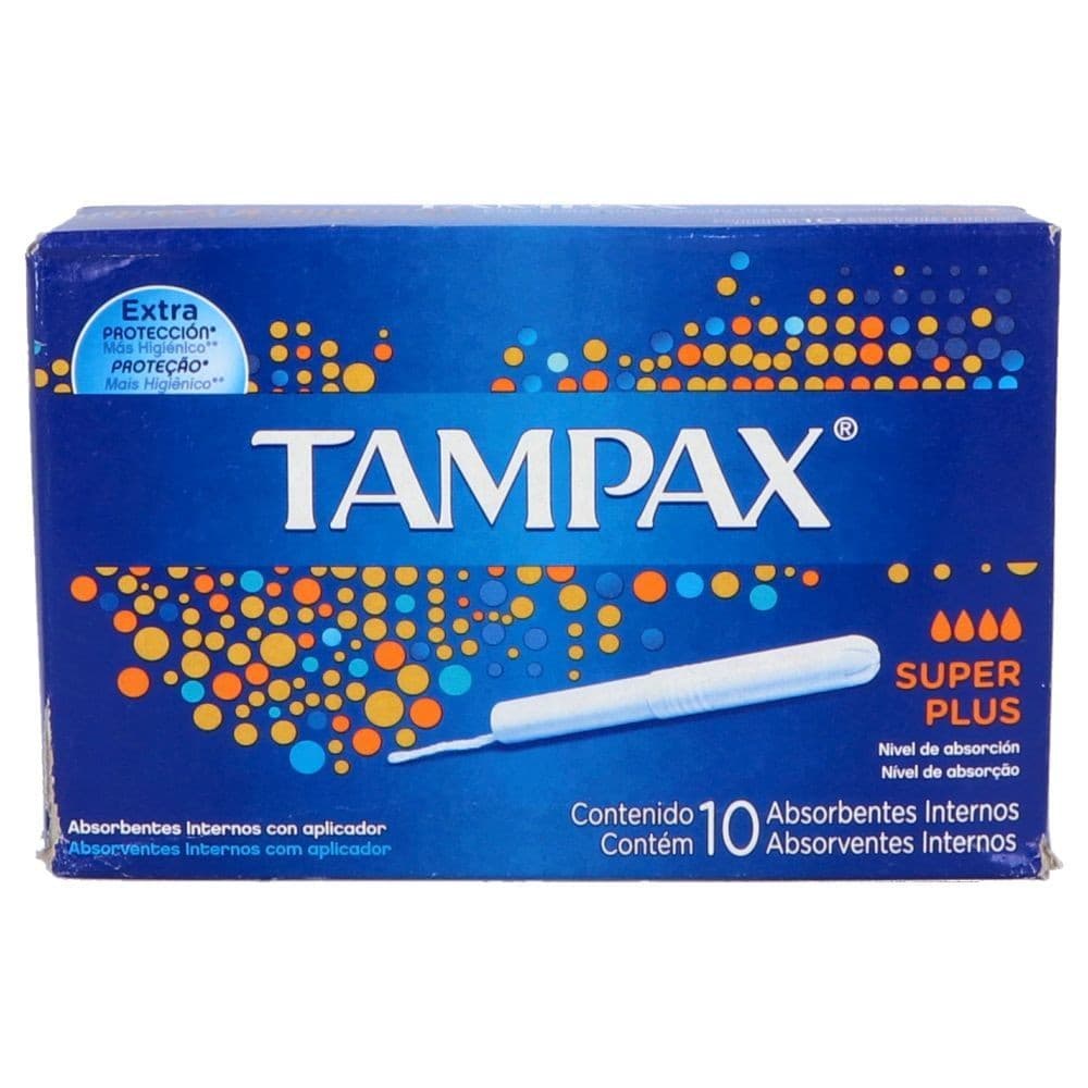Tampax Super Plus con Aplicador C/10 Absorbentes Internos.