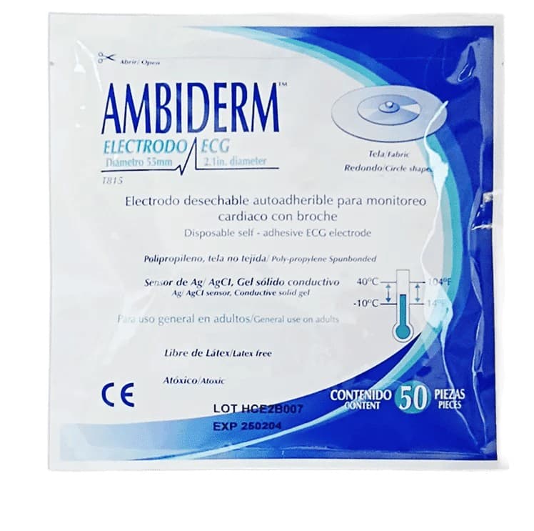 Electrodo Ecg T815 Tela/redondo (ambiderm) Adulto Paq. C/50 Pzs.