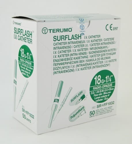 Surflash Catéter Iv Radiopaco 18gx1-1/4"(32mm) Verde C/1 Pza.