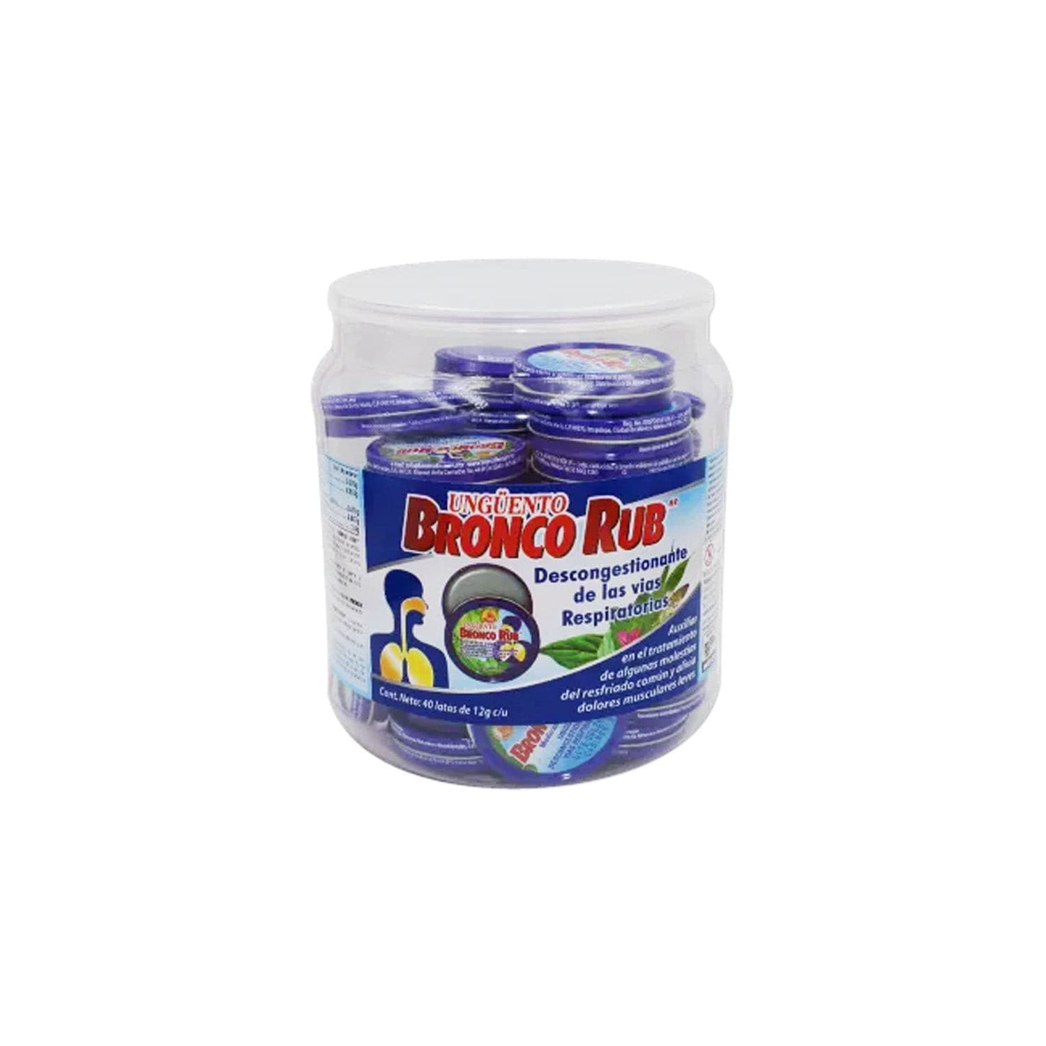 Bronco Rub Ungüento Vitrolero C/40 Latas 12 G.