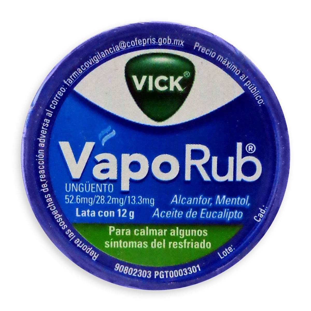 Vick Vaporub Ungüento Lata C/12 G. 5.26/2.82/1.33 G.