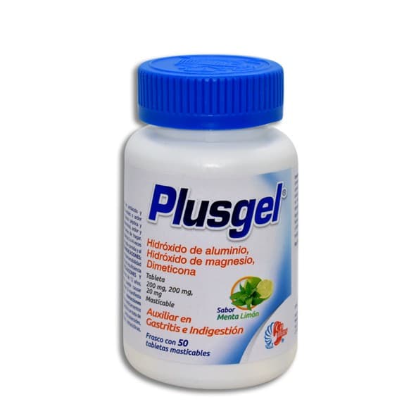 Plusgel C/50 Tabs. Mast. Sab. Menta-limón 200/200/20 Mg.