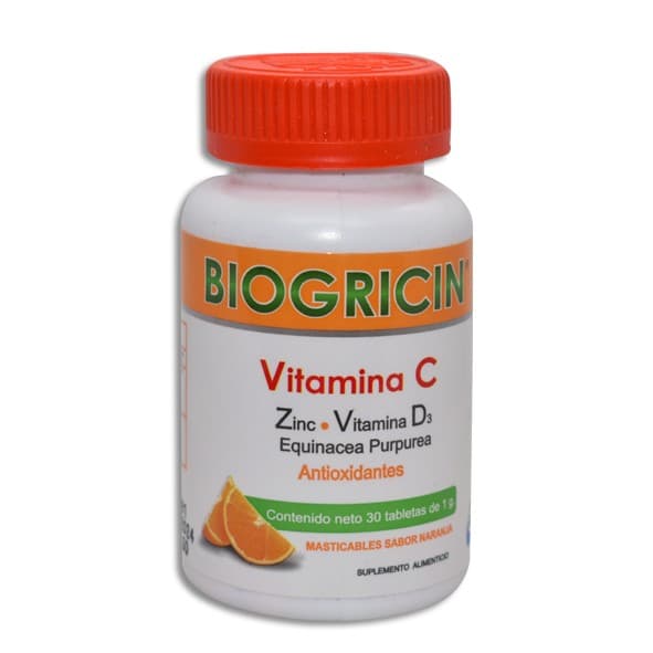 Biogricin C/30 Tabs. Masticables Sab. Naranja 1 G.