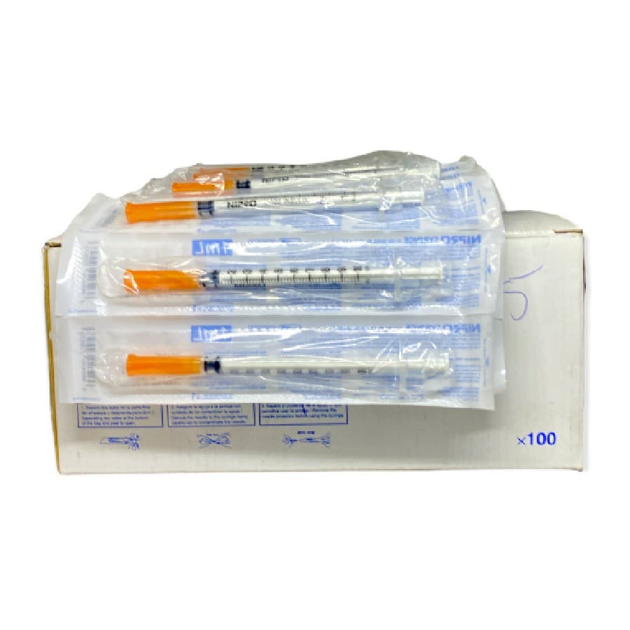 Jeringa 1ml. (nipro) Insulina C/aguja Integrada 31gx8mm. Bolsa C/10 Pzs.