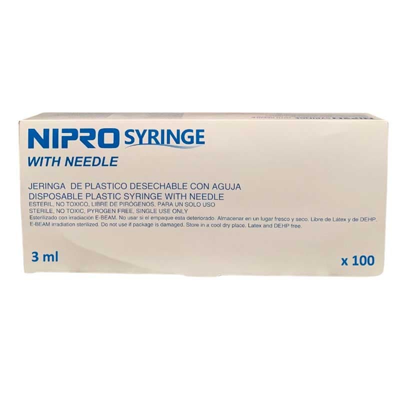 Jeringa 3 Ml. (nipro) C/aguja 22gx32mm. C/1 Pza.
