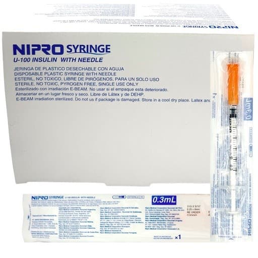 Jeringa 0.3ml. (nipro) Insulina C/aguja Integrada 31gx8mm. C/1 Pza.