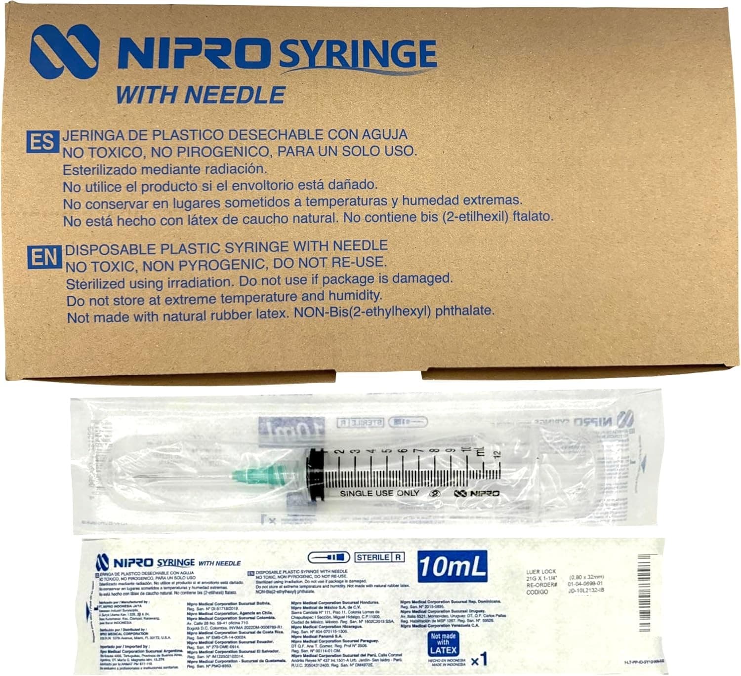 Jeringa 10 Ml. (nipro) C/aguja 21gx32mm. C/1 Pza.