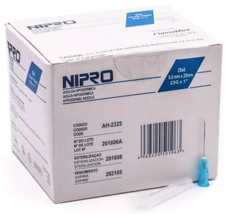 Aguja Hipodérmica (nipro) 23gx1-1/4"(32mm) Cja. C/100 Pzs.