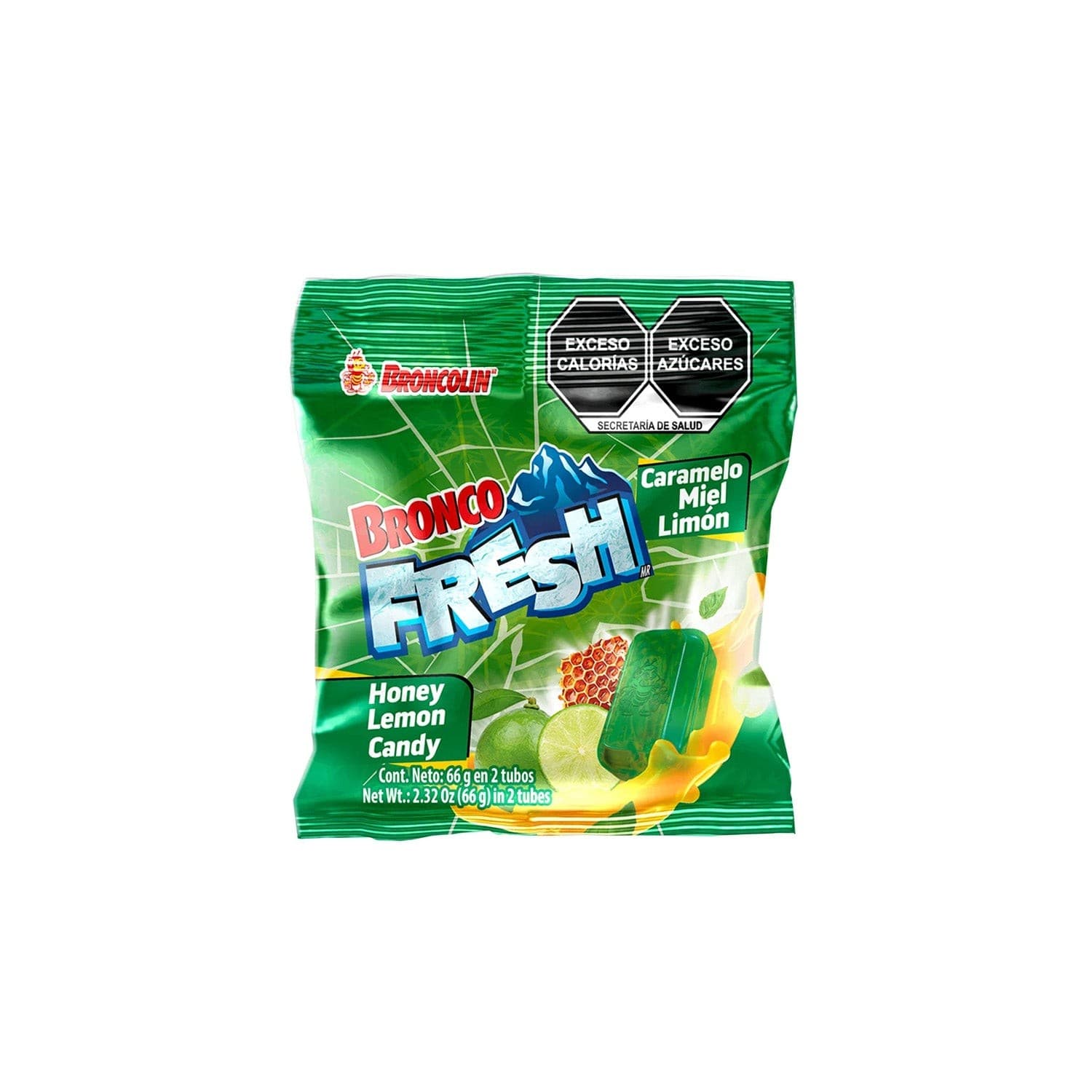 Bronco Fresh Caramelo Sab. Miel-limón Bolsa C/2x9 Pzs. 76 G.