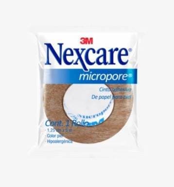 Nexcare Micropore Rollo Col. Piel A: 1.25cm. (1/2"); L: 5m. Bolsa C/1 Pza.
