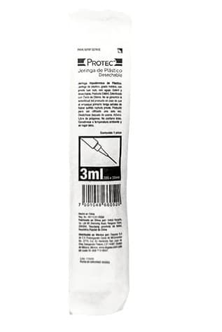 Jeringa 3 Ml. (protec) C/aguja 22gx32mm. C/1 Pza.