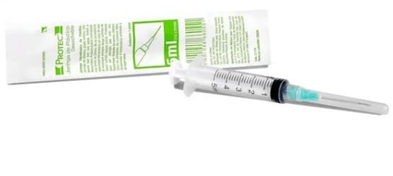Jeringa 5 Ml. (protec) C/aguja 22gx32mm. C/1 Pza.