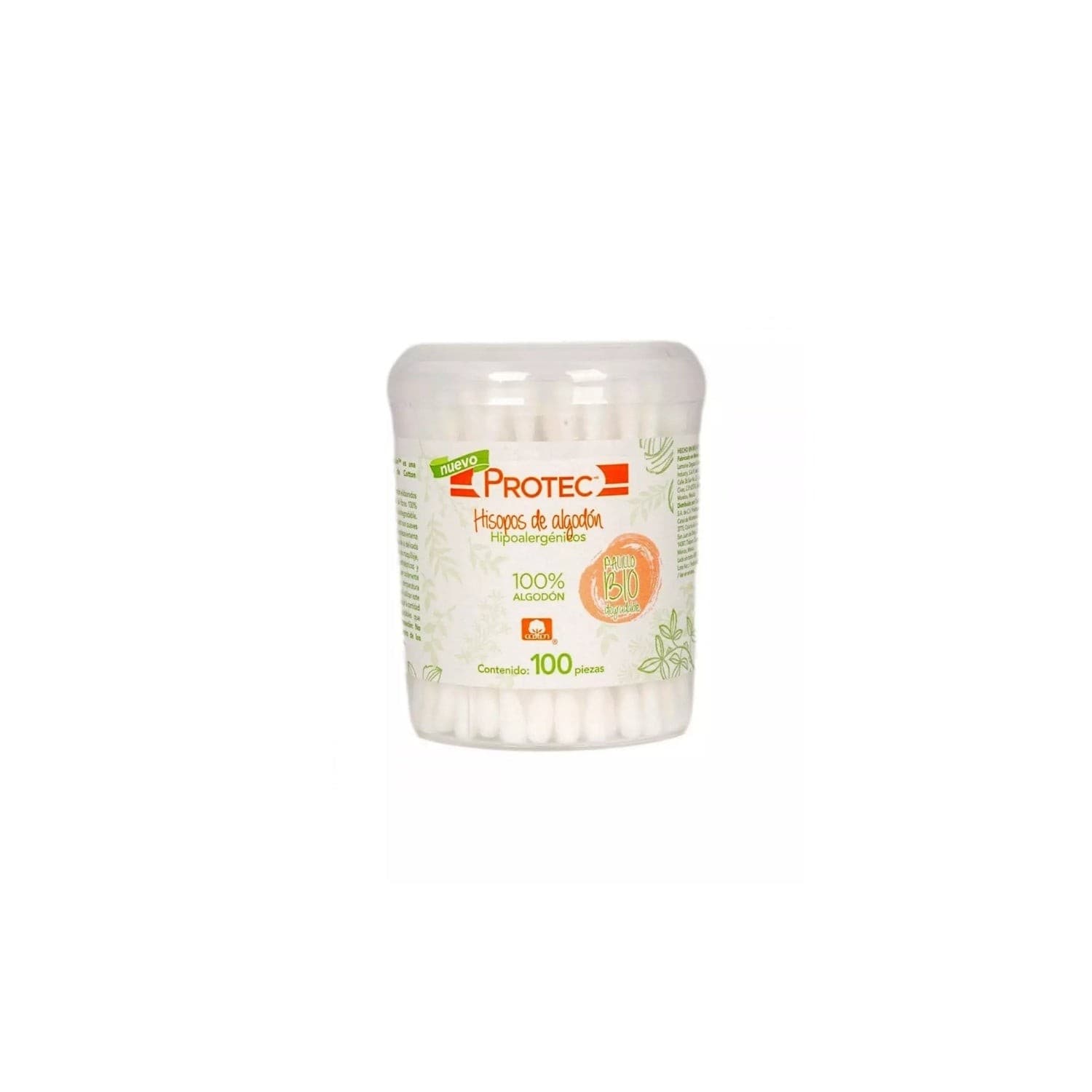 Hisopos de Algodón Biodegradables (protec) Tarro C/100 Pzs.