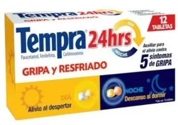 Tempra 24 Hrs Día-noche C/12 Tabs. 400-20/400-4-400 Mg.