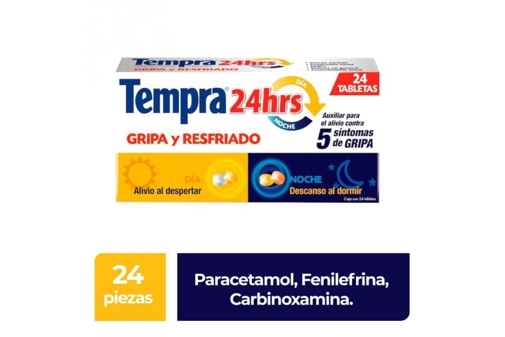 Tempra 24hrs Día-noche C/24 Tabs. 400-20/400 y 400-20/400-4 Mg.
