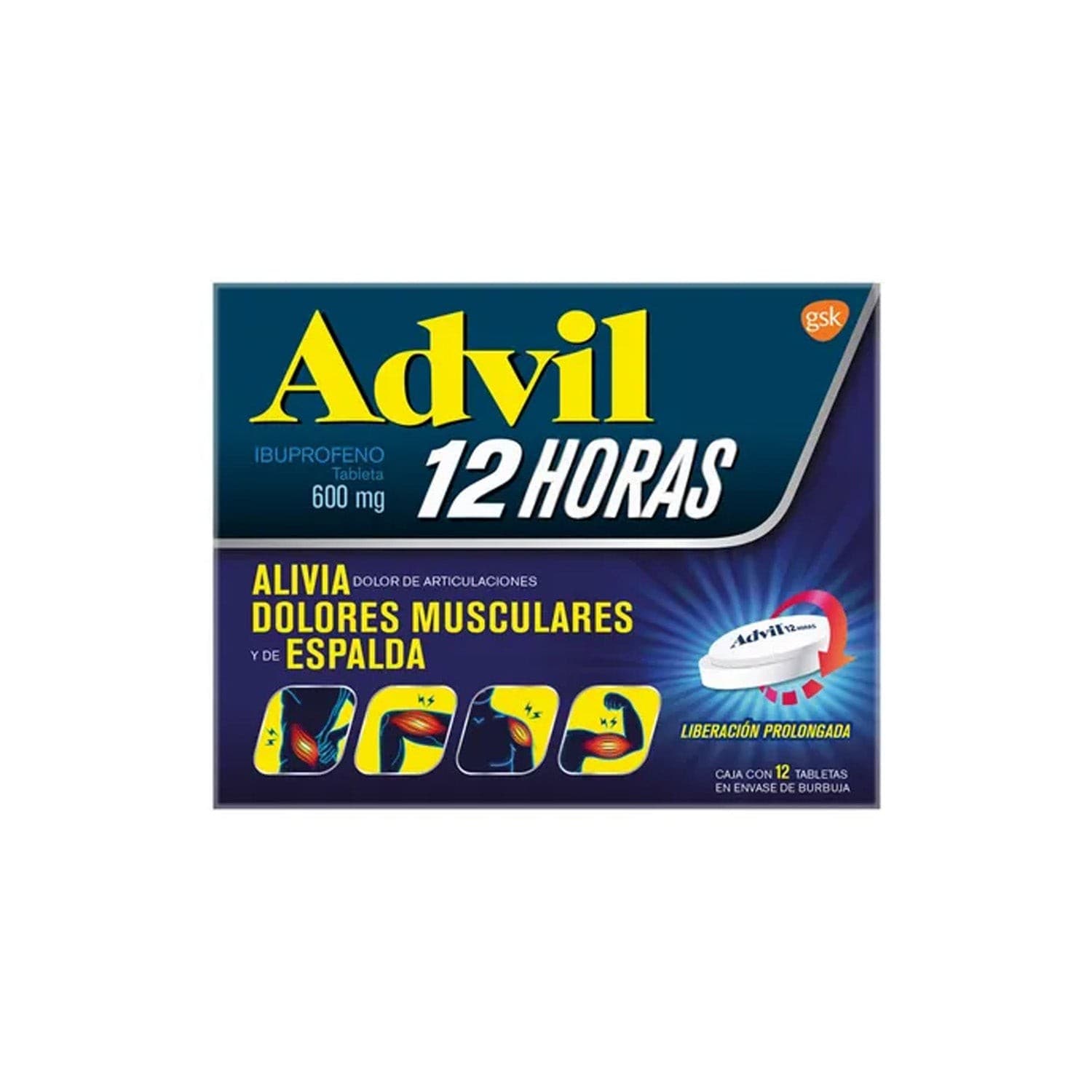 Advil 12 Horas C/12 Tabs. L.p. 600 Mg.