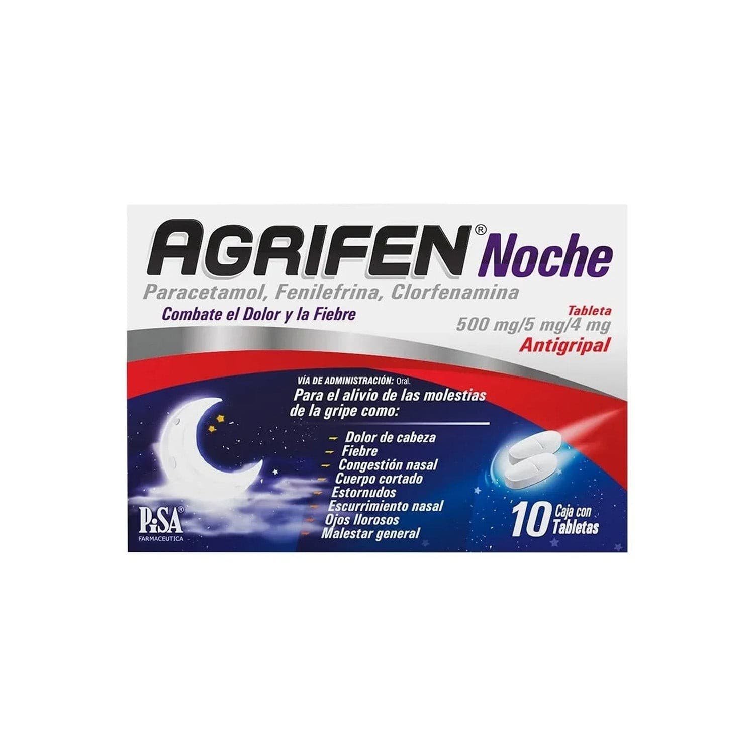 Agrifen Noche C/10 Tabs. 500/5/4 Mg.