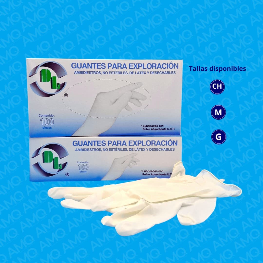 Guante Látex Exploración No Estéril (dl) Med. C/100 Pzs.