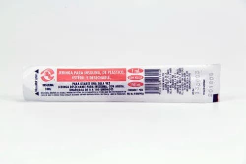 Jeringa 1ml. (dl) Insulina C/aguja Desmontable 29gx13mm. C/ 1 Pza.