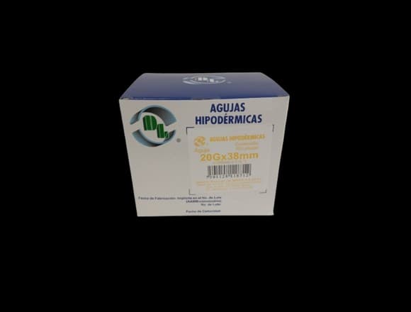 Aguja Hipodérmica (dl) 20gx38mm. Cja. C/100 Pzs.