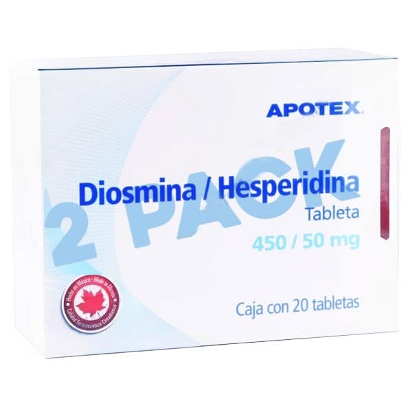 Diosmina/hesperidina (apotex) C/20 Tabs. 450/50 Mg. (2 Pack)