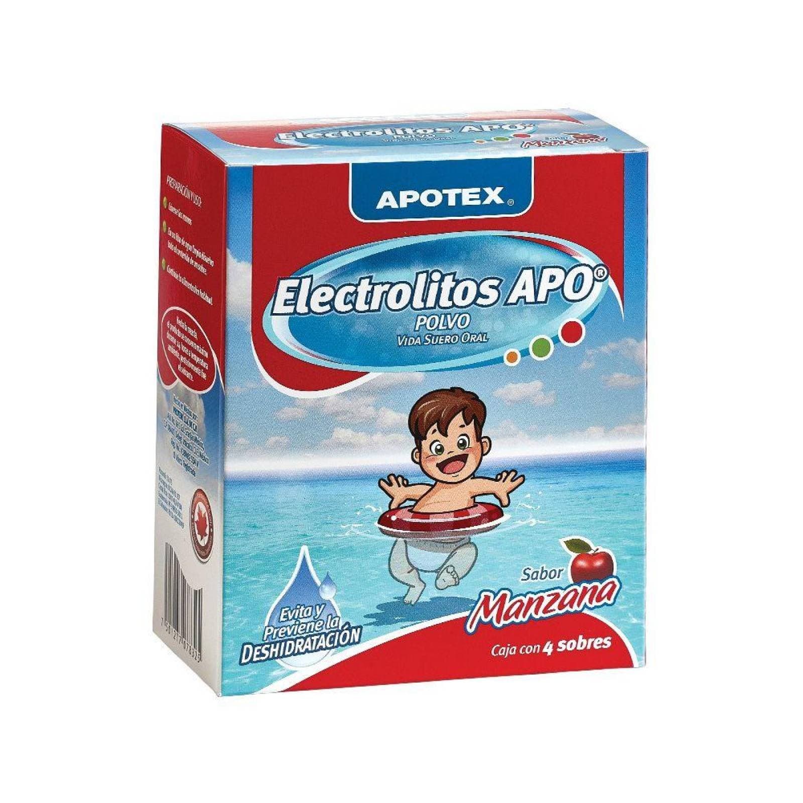 Electrolitos Apo Sab. Manzana Cja. C/ 4 Sobs. Polvo 28.3 G. P/1 L.