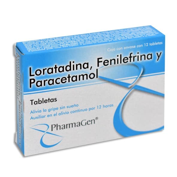 Loratadina/fenilefrina/paracetamol (pharmagen) C/12 Tabs. 2.5/5/500 Mg.