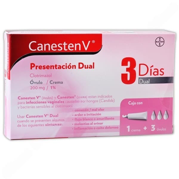 Canesten V Dual 3 Días C/3 Óvulos 200 Mg. y Tubo Crema 10 G. 1%