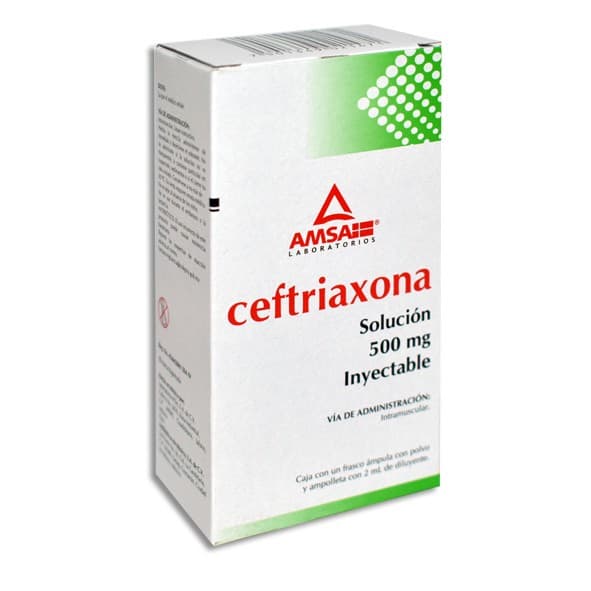 Ceftriaxona (amsa) I.m. Sol. Iny. C/1 Fco. Amp. 500 Mg/2 Ml.