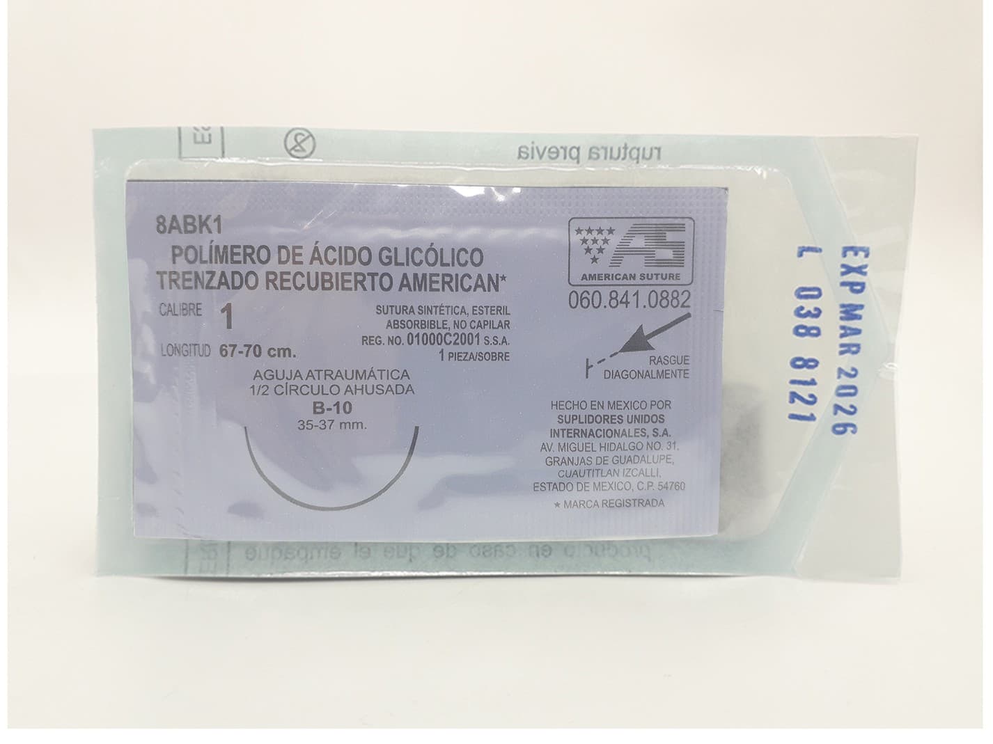 Ácido Glicólico T.r. (american) Cal. 1/l: 67-70cm/aguja B-10 Sob. C/1 Pza.