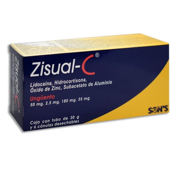 Zisual-c Ungüento Rectal Tubo C/30 G. 50-2.5-180-35 Mg/1 G. y 6 Aplics.