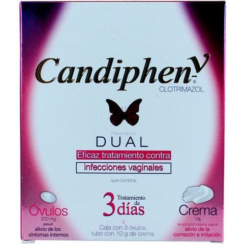 Candiphen-v Dual C/3 Ovs. 200 Mg. y Tubo Cma. 10 G. 1%.
