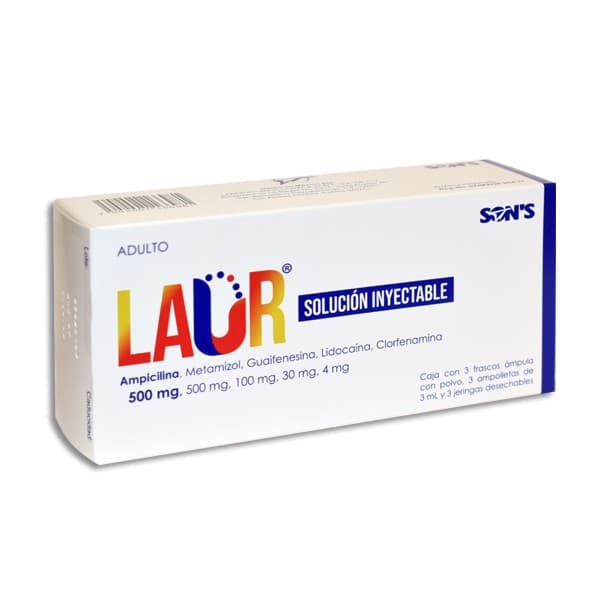 Laur Adulto Sol. Iny. C/3 Fcos. Amp. 500-500-100-30-4 Mg/3 Ml. y 3 Jgas.