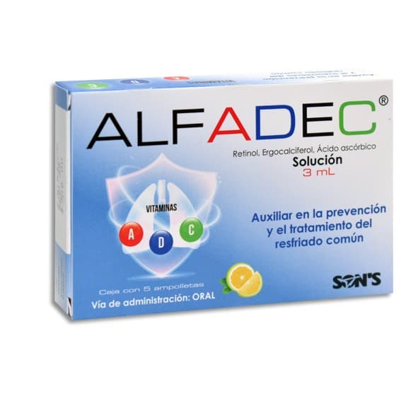 Alfadec Sol. Oral C/5 Amptas. 3 Ml. 6000 Ui/1200 Ui/499.65 Mg.