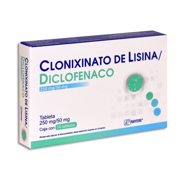 Clonixinato de Lisina/diclofenaco (rayere) C/14 Tabs. 250/50 Mg.