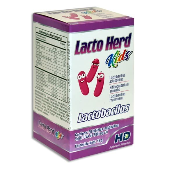 Lacto Herd Kids C/30 Tabs. Masticables Sab. Uva 500 Mg.