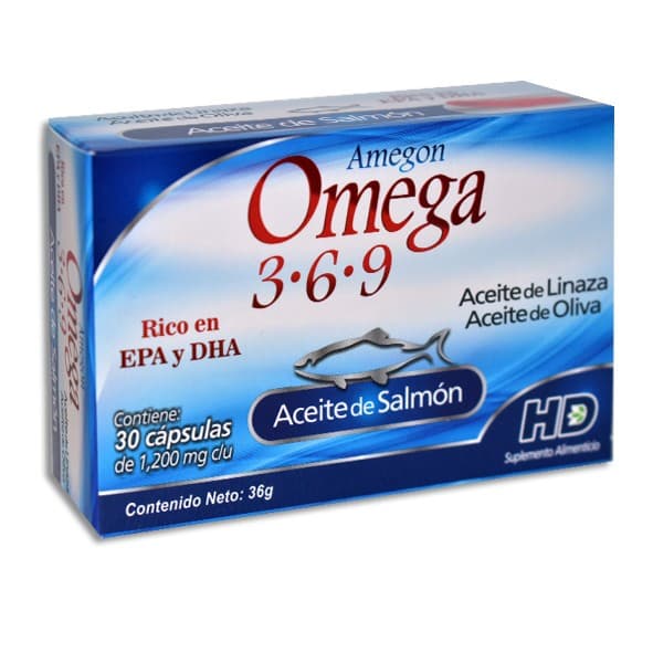 Amegon Omega 3-6-9 Cja. C/30 Caps. 1200 Mg.