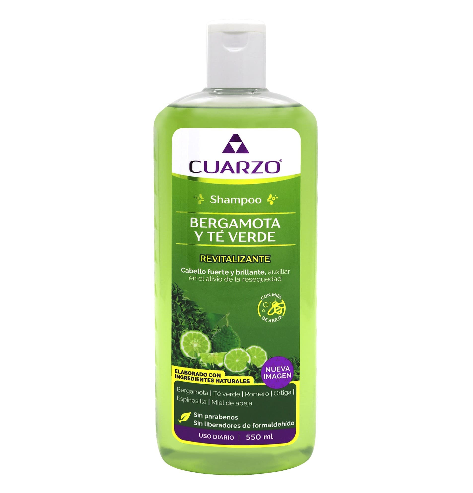 Shampoo Bergamota y Té Verde (cuarzo) 550 Ml.