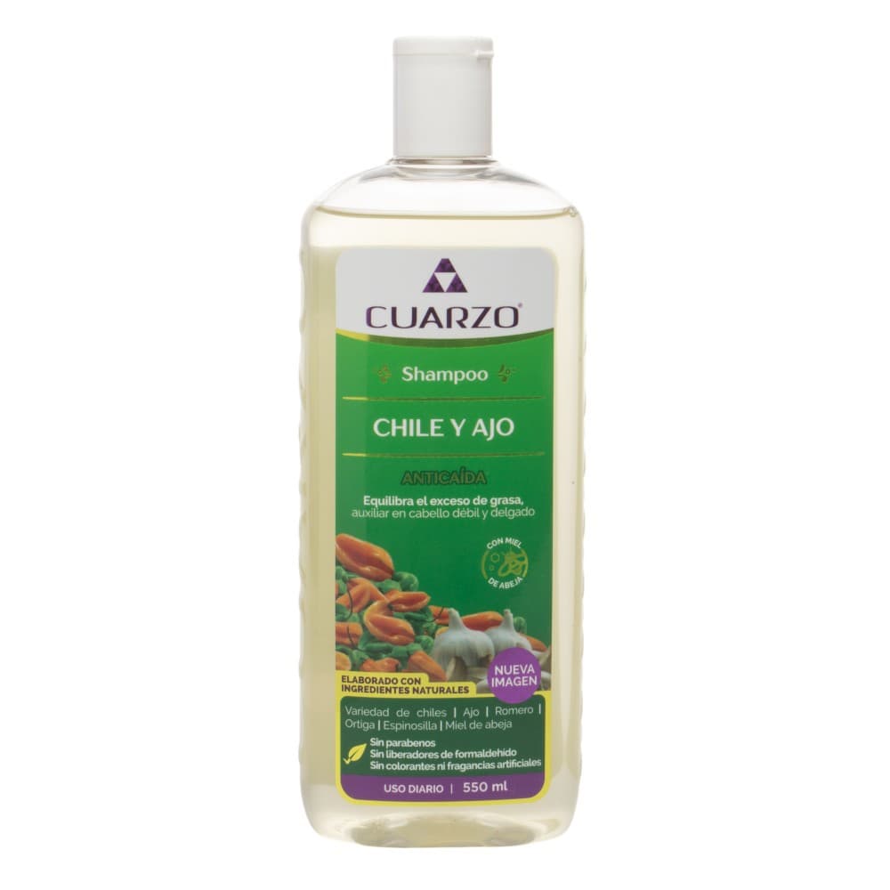 Shampoo Chile y Ajo Uso Diario (cuarzo) 550 Ml.