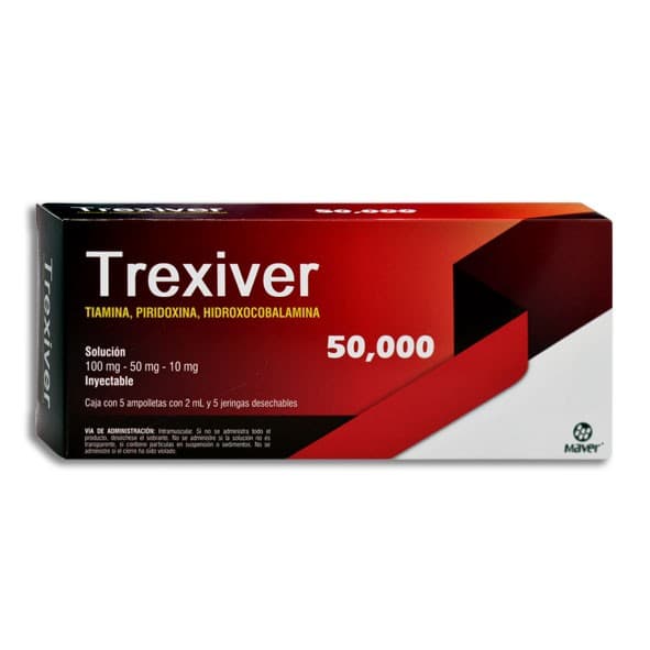 Trexiver 50,000 Sol. Iny. C/5 Amptas. 100-50-10 Mg/2 Ml. y 5 Jgas.
