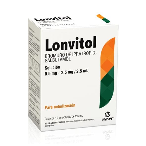 Lonvitol Sol. P/nebulización C/10 Amptas. 0.5-2.5 Mg/2.5 Ml.