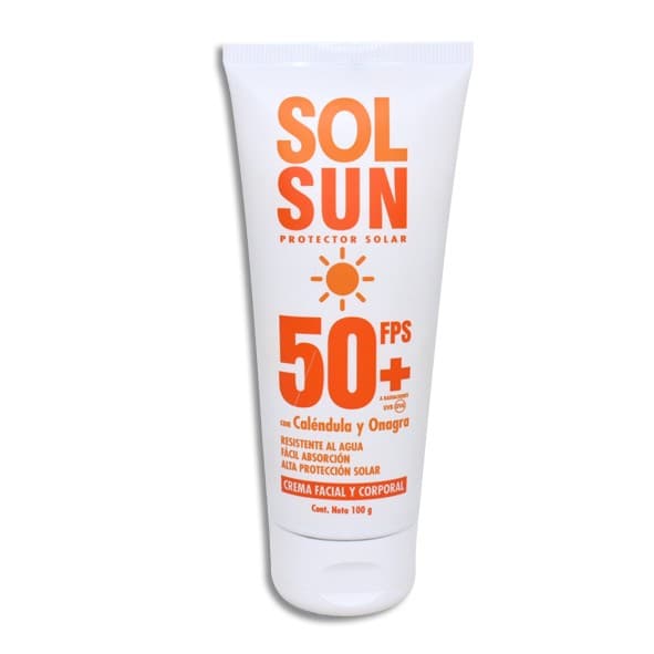 Solsun Protector Solar 50+fps Crema Facial y Corporal Tubo C/100 G.