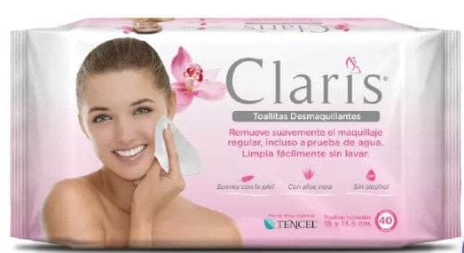 Claris Toallas Desmaquillantes Pttp. 18x13.5 Cms. C/40 Pzs.