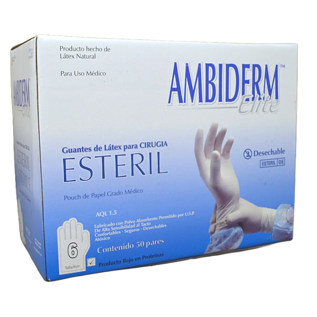 Ambiderm Elite Guantes Ltx Cirugía Estéril Talla 6 C/1 Par.