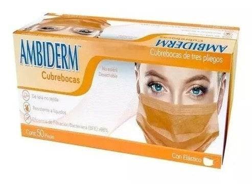 Cubrebocas Adulto Dchble. 3 Pliegues Col. Anaranjado (ambiderm) Cja. C/50 Pzs.