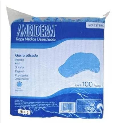Gorro Plisado (ambiderm) No Estéril Col. Azul Bolsa C/100 Pzs.