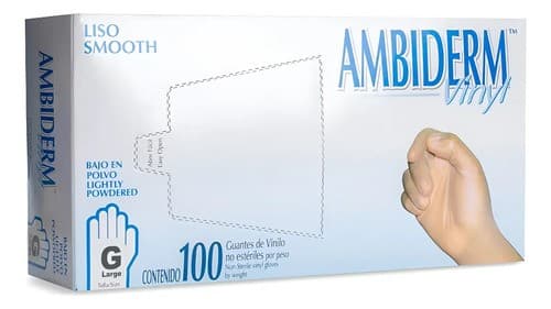 Ambiderm Vinyl Guante Desech. Transparente No Estéril U.t. Bolsa C/10 Pzs.