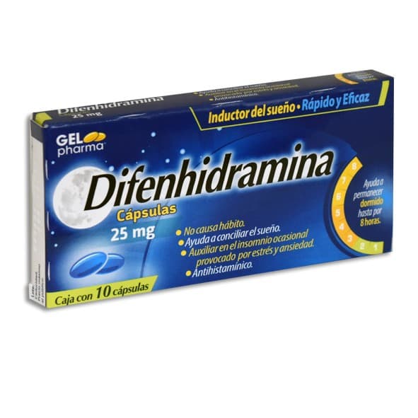 Difenhidramina (gelpharma) C/10 Caps. 25 Mg.
