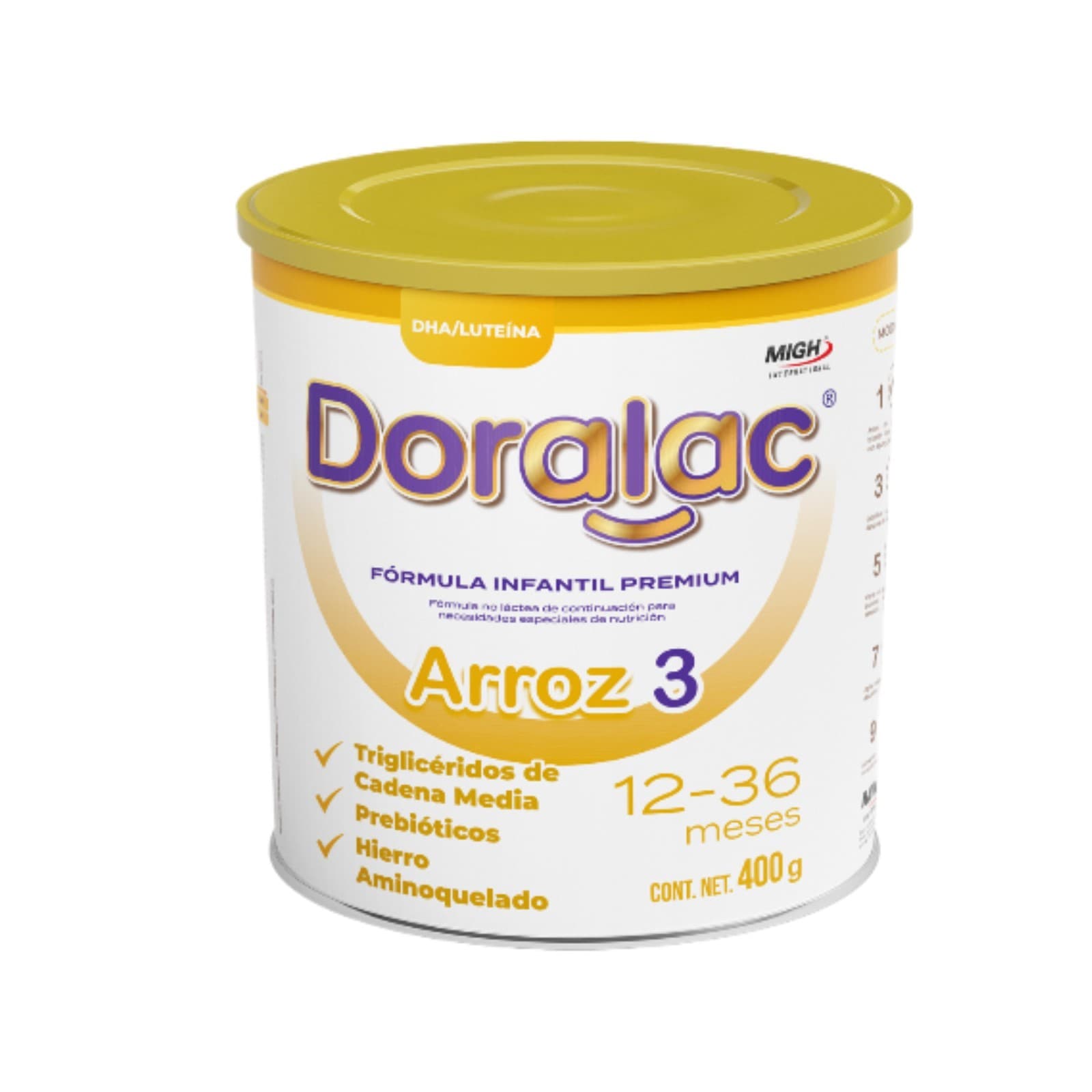 Doralac Arroz 3 (12-36 Meses) Leche en Polvo Lata C/400 G.