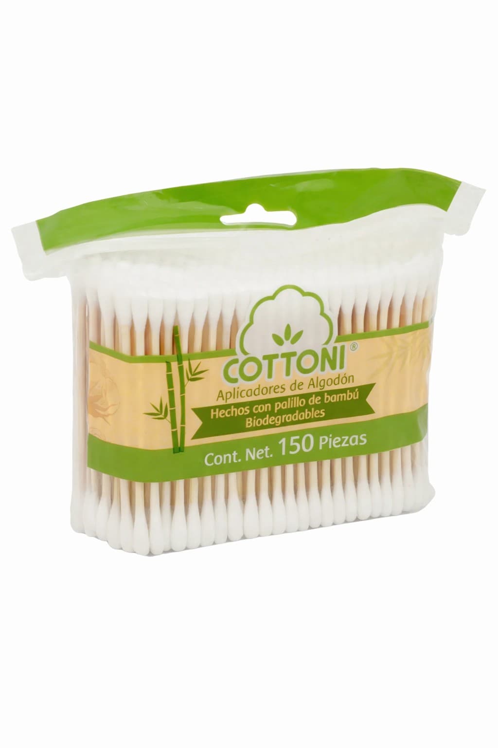 Aplicadores de Algodón Biodegradables (cottoni) Bolsa C/150 Pzs.